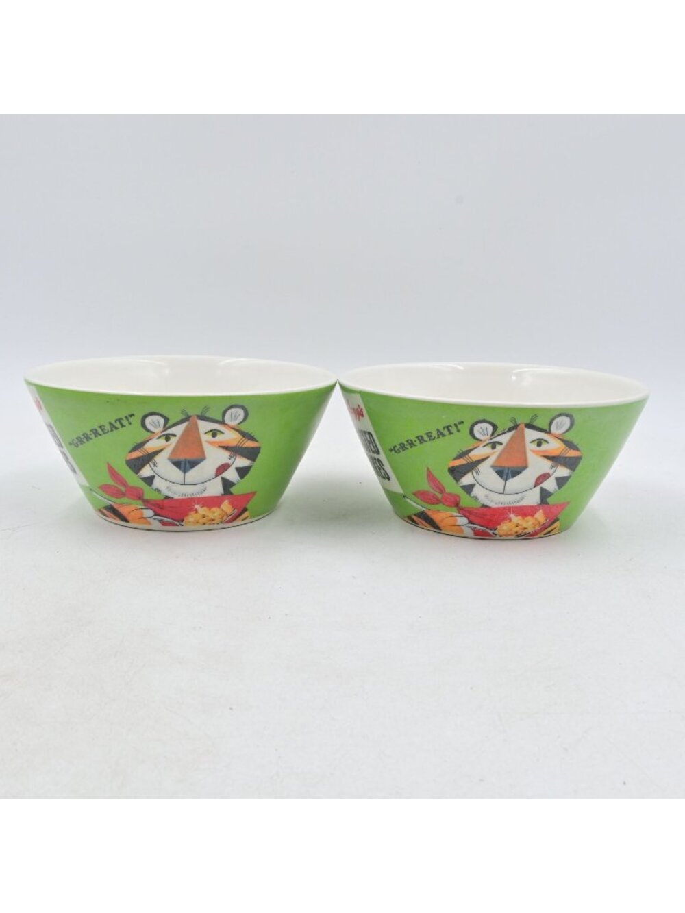 Kellogg's Frosted Flakes Tony the Tiger Green Cereal Bowls Set of 2 VTG